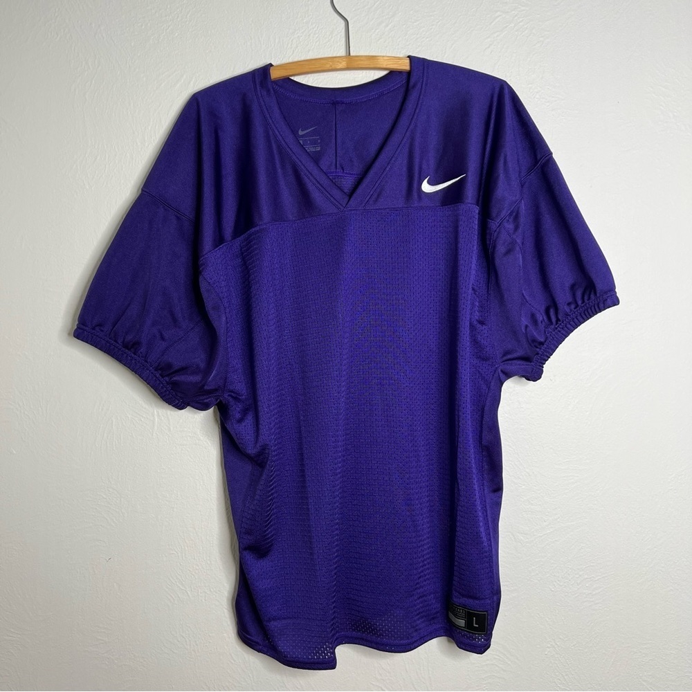 Nike Vapor Varsity Purple V-Neck Short Sleeve Football Practice Jersey Top Sz L